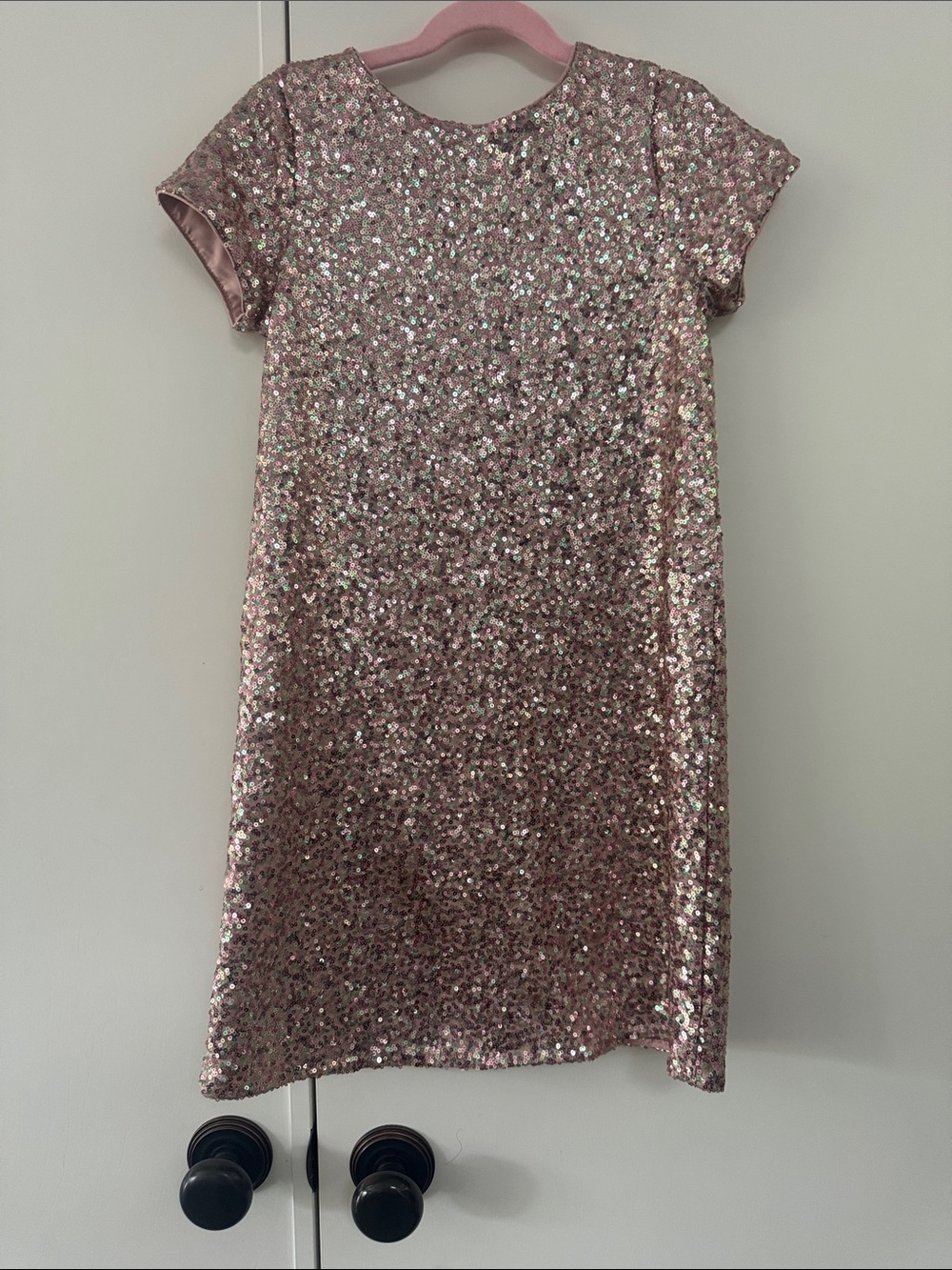 Pippa & Julie Rose Pink Sequin Short-Sleeve Party Dress